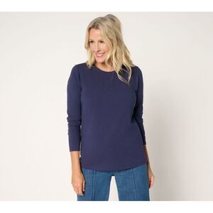 Maya J Women's Top Sz M Classic Knit Crew Neck Long Sleeve Blue A704968